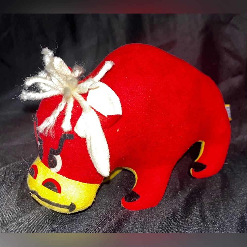 VTG R. Dakin Dream Pets Tobasco the Red Bull Stuffed Plush Animal Velour Cow 7”